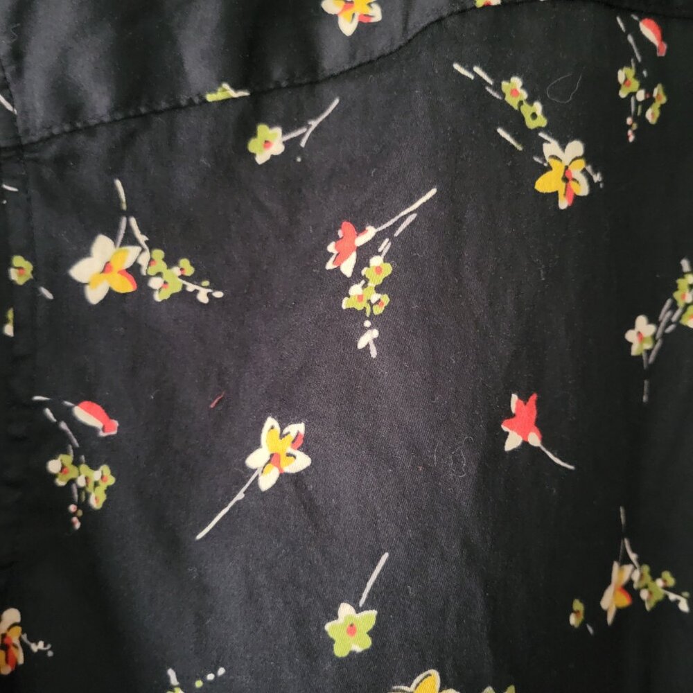 Lauren Ralph Lauren Black Floral Print Blouse, 100% Cotton, Women’s 1X, Floral - Picture 5 of 9